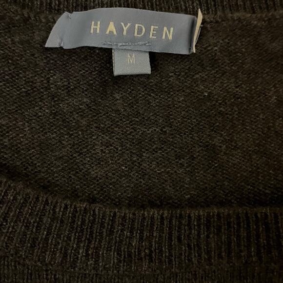 Hayden 100% Cashmere Brown Long Sleeve Midi Dress Crew Neck Size M Minimalist - Picture 3 of 6